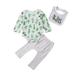 Baby Boy Girls Pants Set Long Sleeve Romper Cactus Onesie+ Bib+ Pants 3Pcs Little Baby Outfits Set