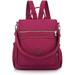 Ladies backpacks, woman nylon backpack shoulder bag multifunctional school backpacks anti theft waterproof shoulder bag daypack for girls leisure time school excursion shopping (red wine)