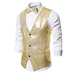 Pybcvrrd Men Sequin Glitter Suit Vest Wedding Casual Waistcoat Jacket