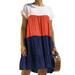 UKAP Women Summer Mini Dress Sleeveless Ruffle Sleeve Round Neck Sundress Solid Color Loose Fit Short Flowy Pleated Dress