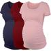 Maternity Shirts Side Ruched Tunic Casual Pregnancy Clothes Nursing Tops Navy+Wine+Pink XL