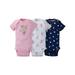 Gerber Newborn Baby Girl Assorted Short Sleeve Onesies Bodysuits, 3-Pack