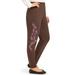 Double Floral Embroidered Stylish Pull-On Leggings