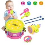5Pcs Baby Roll Drum Musical Instruments Band Kit Novelty Children Toy Baby Kids Toddler Gift Christmas Holiday Festival Gift Set