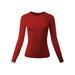 A2Y Women's Fitted Crew Neck Long Sleeve Premium Pullover Viscose Sweater Red L