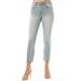 Almost Famous Women's Juniors Straight Raw Cut Hem "Perfectly Faded" Mid-Rise Denim Jeans