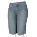 Womens Dk. blue Stretch capri shorts (12" 1/2 inseam) With Rhinstone, #LD11_c_DSU_11