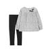 Carters Infant Girls 2 Piece White & Black Bow Long Sleeve Shirt & Leggings