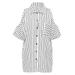 Women Striped Shirt Cold Shoulder Buttons Short Sleeve Irregular Summer Casual Blouse Top