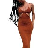 Women Sexy Cross Halter Dresses Knitted Halter Neck Maxi Dress Wrap Long Dress Y2K Club Party Night Streetwear