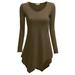 Doublju Womens Long Sleeve V-Neck Tunic Handkerchief Longline Tunic T-Shirt Dress