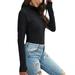 Ladies Winter Basic T-Shirt Turtleneck Pullover Tops Fashion Long Sleeve Slim Fit T-Shirt Casual Fall Winter Stretchy Shirt Solid Color Ladies Basic Tee for Womens