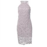 SweetCandy Summer Sexy Women Dress Hollow Lace Halter Solid Fashion Dress Halter Neck Sleeveless Lace Dresses