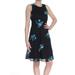 CALVIN KLEIN Womens Black Sheer Floral Sleeveless Jewel Neck Above The Knee Fit + Flare Dress Size: 12