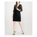 CONNECTED APPAREL Womens Black Embroidered Sheer Jacket 3/4 Sleeve Scoop Neck Above The Knee Sheath Cocktail Dress Size 6P