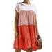 Avamo Swing T-Shirt Dresses For Women Ruffle Trim Sleeve Summer Beach A Line Loose Swing Dress Beachwear Pleated Hem