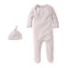 Organic Solid Footed Coverall + Knot Top Hat Set, 9M, Blossom