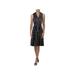ANNE KLEIN Womens Gray Side Tie Polka Dot Sleeveless V Neck Midi Fit + Flare Dress Size 6