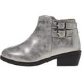 bebe Girls Ankle Distressed Metallic Boots Double Buckle Side Zipper Fashion Shoes
