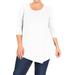Women's Plus Size Casual 3/4 Sleeves Round Neck Button Trim Detail Solid Tunic Top