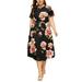 Sexy Dance Women Plus Size Dress Sexy Bohemian Floral Printed Dress Summer Fashion Short Sleeve Long Dresses