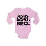 Awkward Styles Jesus Saves Baby Bodysuit Long Sleeve Tops for Newborn Baby Christian Clothes for Baby Boys Christian Bodysuits for Baby Girls Jesus Clothing for Baby Kids Jesus Saves Bro One Piece