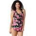 Denim & Co. Beach Womens Plus Surplice One-Piece Swimsuit 20 Pink A350357