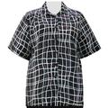 A Personal Touch Women's Plus Size Short Sleeve Button-Up Print Blouse with Pleats Black Windowpane - 0X