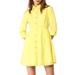 Allegra K Junior's 3/4 Sleeve Button Front Flare Mini Shirt Dress