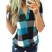 Baggy Color Block Checked Baggy T-Shirt Tops For Women Short Sleeve Casual Tunic Blouse Tee Tops Lounge Wear Tops for Ladies Juniors