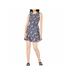 MAISON JULES Womens Navy Floral Sleeveless Jewel Neck Mini Fit + Flare Dress Size 4