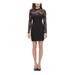 GUESS Womens Black Lace Long Sleeve Illusion Neckline Short Sheath Cocktail Dress Size 2