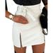 ZIYIXIN Women's Mini Skirt Leather Skirt Pencil Skirts with Belt and Zip High Waist Bodycon Leather Skirt Slim Pencil Skirt Short