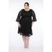 SLEEKTRENDS Womens Plus Size Sequin Lace Bell Sleeve Fit and Flare Party Dress - 22W, Black