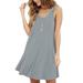 Follure Women's Casual Solid O-Neck Swing Sleeveless T-Shirt Loose Camis Dress