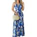 Sexy Dance Beach Dress for Womens Sexy V-neck Open Back Maxi Dress Vintage Floral Evening Party Cub Dress