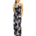 Women's Beach Jumpsuit Elastic Waist Floral Printed Jumpsuits Rompers Casual Playsuit Pants Trouseras withPockets