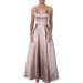 Xscape Womens Satin Bow-Back Evening Dress