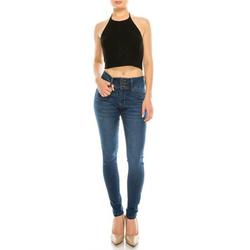 Wax Women's Juniors 'Butt I Love You' Push-Up High-Rise 3 Button Skinny Jeans - 90160