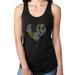 Womens T-Shirt Rhinestone Bling Black Tee Soccer Heart Shape Ball Tank Racer Back Large