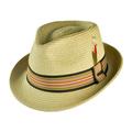 Ridley Toyo Straw Trilby Fedora Hat - L - Natural