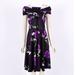 Women Slim Floral Dress Sleeveless Bodycon Natural Party Cocktail Mini Dress Purple L