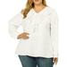 Women's Plus Size Tops V Neck Boho Chiffon Ruffle Blouse