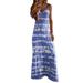 Women Casual Long Sleeve Tie-dye Gradient Print Dress V Neck Loose Maxi Dress Ladies Casaul Boho Beach Sundress Plus Size S-5XL