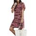 Hawaiian Holiday Boho Baggy Casual Dress For Women Summer Short Sleeve Evening Party Loose Shirt Dress Sundress Loose Casual Kaftan Long Shirt Dress