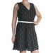TOMMY HILFIGER Womens Black Belted Printed Sleeveless V Neck Above The Knee Fit + Flare Dress Size 18