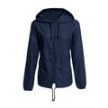 Autumn Zipper Hooded Outwear Jacket Coat For Women Ladies Lightweight Windbreaker Waterproof Rain Jackets Coat Tops Solid Hooded Raincoat