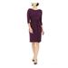 JESSICA HOWARD Womens Purple Ruffled Long Sleeve Cowl Neck Knee Length Sheath Wear To Work Dress Size 10