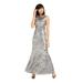 CALVIN KLEIN Womens Gray Sequined Sleeveless Jewel Neck Maxi Mermaid Formal Dress Size 2