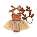 Binpure 2Pcs Newborn Infant Baby Girl Xmas Deer Outfits Romper Dress Jumpsuit Bodysuit Headwear Christmas Outfits 0-18M